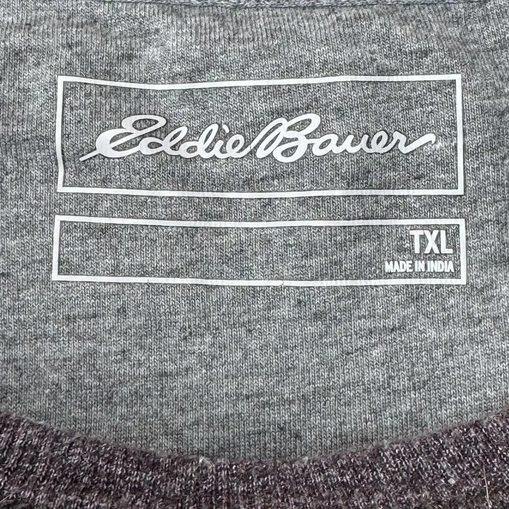 Eddie Bauer Sweater Mens XLT Gray Thermal Knit Crewneck Long Sleeve Pullover